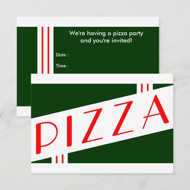 retro pizza party invitation (Front/Back)