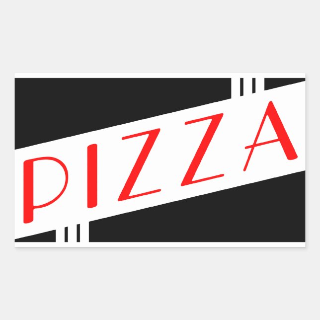 retro pizza rectangular sticker (Front)