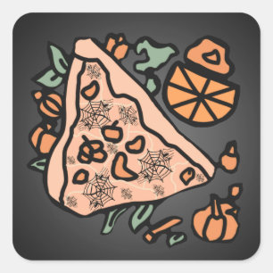 Retro Pizza with a Pumpkin Twist Square Sticker