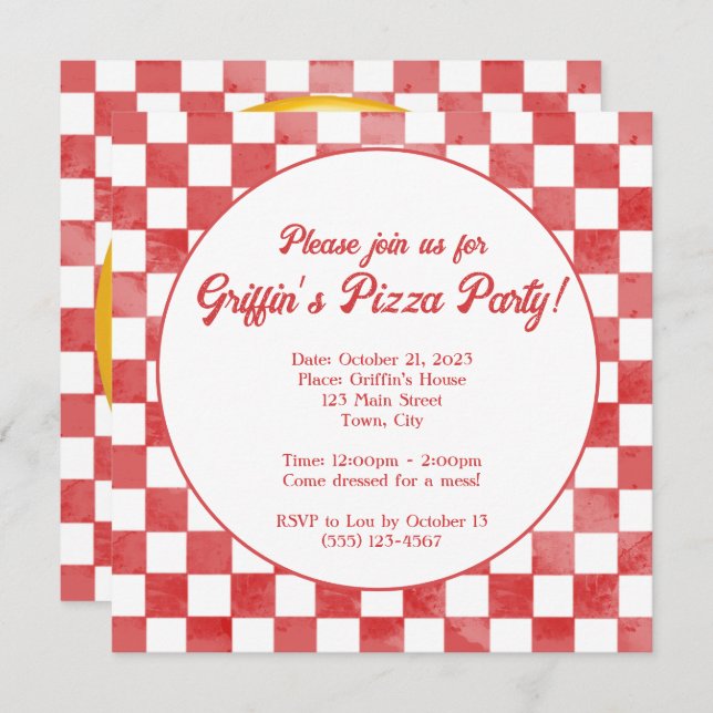 Retro Pizzeria Pizza Party Italian Birthday Party Invitation (Front/Back)
