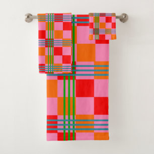Retro Plaid Bath Towel Set