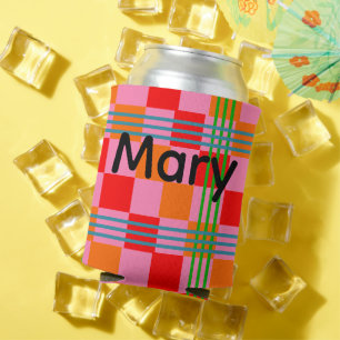 Retro Plaid Can Cooler