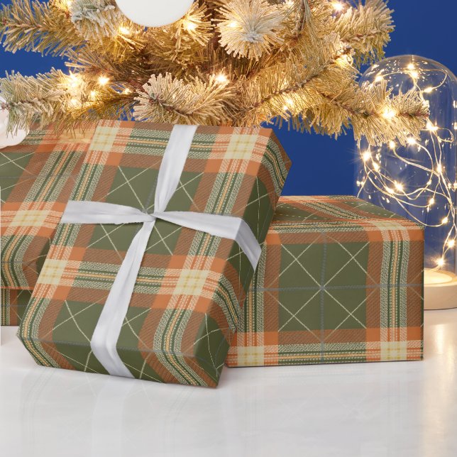 Retro Plaid Mid-Century Holiday Wrapping Paper (Holidays)