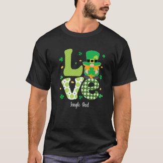 Retro Plaid Shamrock Love Single Dad Shamrock St P T-Shirt
