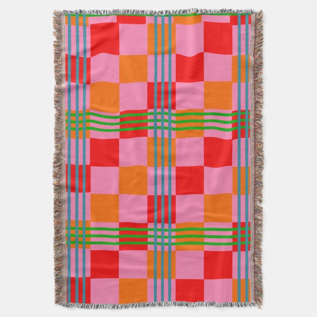 Retro Plaid  Throw Blanket (Front Vertical)