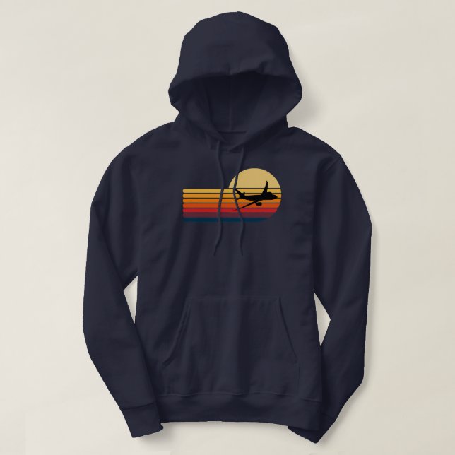 Retro Plane Sunset Retro Plane Flying Vintage Hoodie (Design Front)