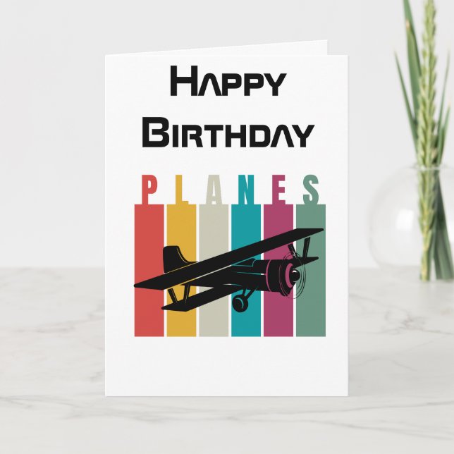 Retro Planes & Aeroplane Flying, Aviation Birthday Holiday Card (Front)