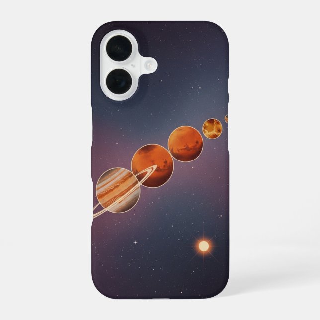 Retro Planet Parade iPhone 16 Case (Back)