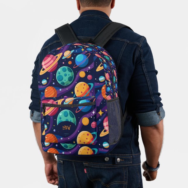 Retro Planets Monogrammed Printed Backpack (Insitu (Model))