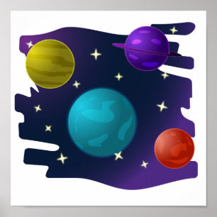 Retro Planets Poster