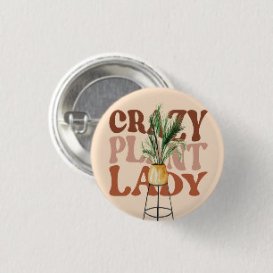 Retro Plant Lady Watercolor Plants Typography    3 Cm Round Badge