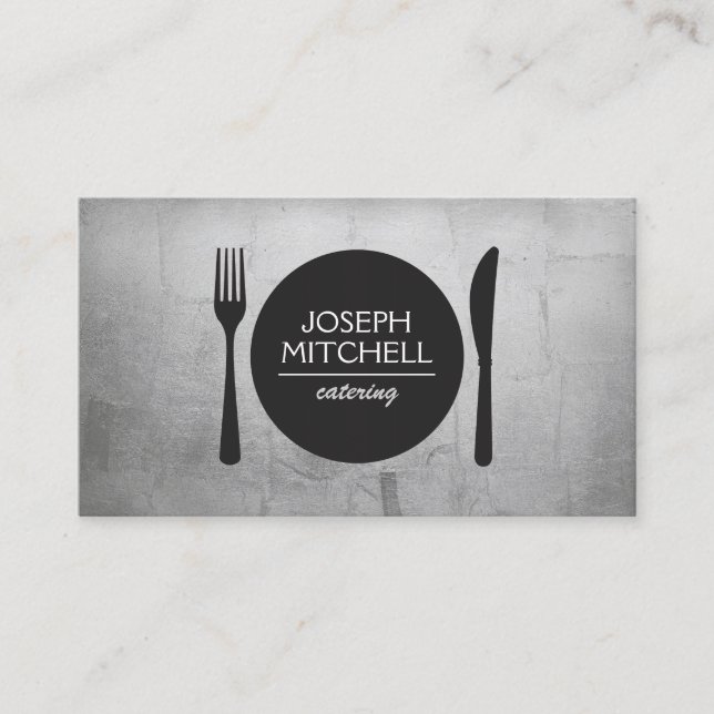 Retro Plate Logo for Chefs, Catering, Restaurants Business Card (Front)