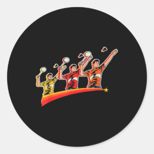 Retro Play Badminton Sport Player Shuttle  Classic Round Sticker