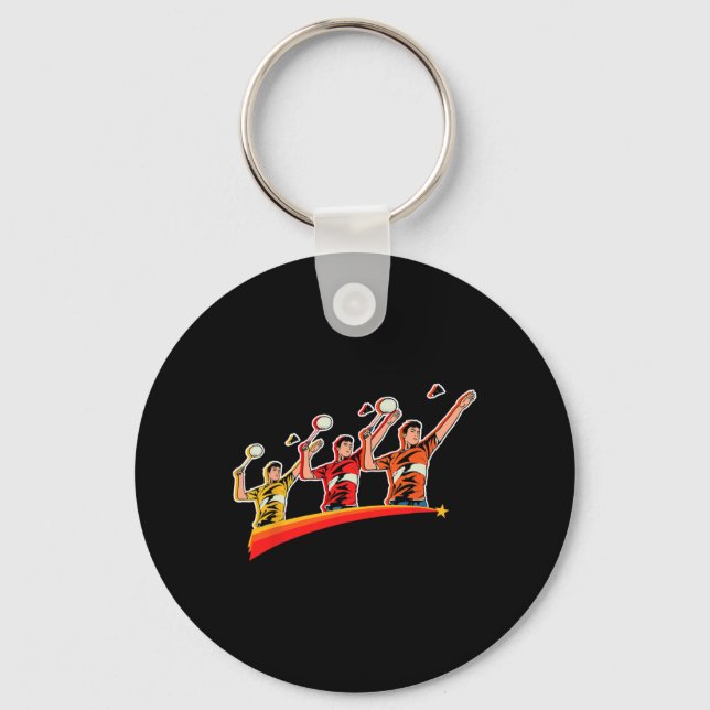Retro Play Badminton Sport Player Shuttle  Key Ring (Front)