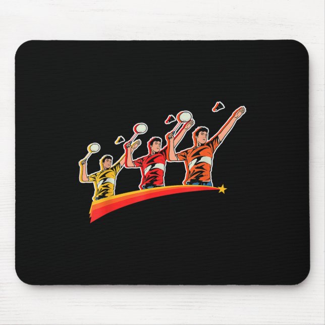 Retro Play Badminton Sport Player Shuttle  Mouse Pad (Front)