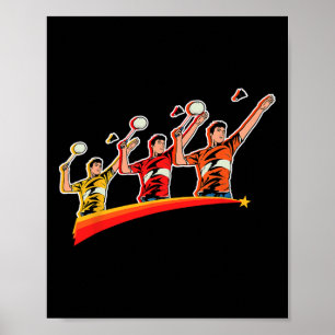 Retro Play Badminton Sport Player Shuttle  Poster