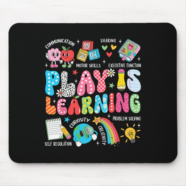 Retro Play Is Learning Kindergarten Teacher Team W Mouse Pad (Front)