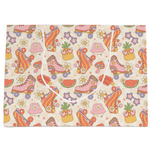 Retro Playful Summer Roller Skating Fun Large Gift Bag