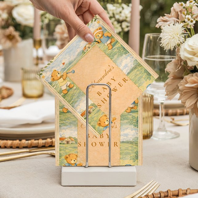 Retro Playground Teddy Bears Baby Shower Napkin (Creator Uploaded)