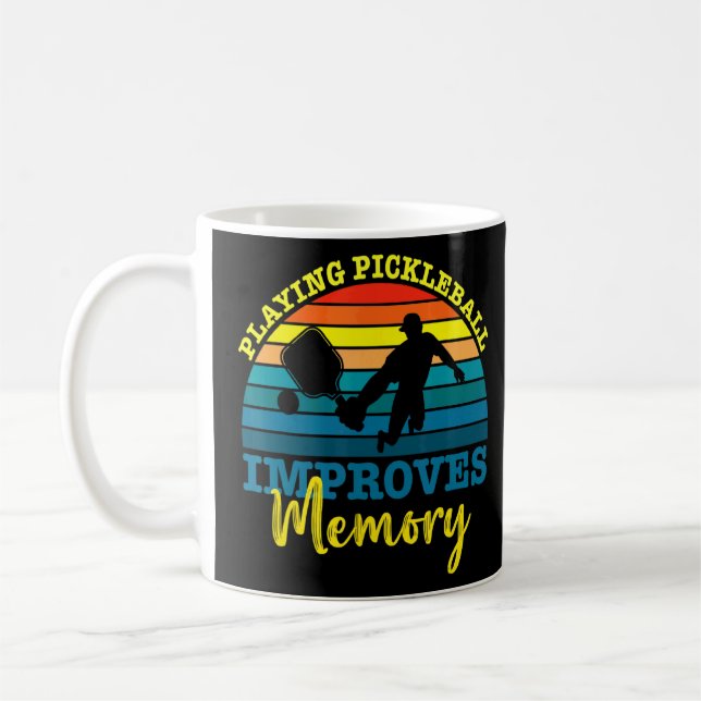 Retro Playing Pickleball Improves Memory  Pickleba Coffee Mug (Left)