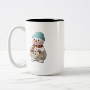 Retro Plush Snow Globe Santa Two-Tone Coffee Mug