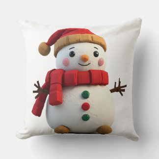 Retro Plush Snowman With Scarf Christmas Cushion