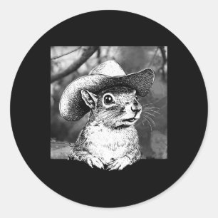 Retro P'nut The Squirrel Animal Lover Cute Cowboy Classic Round Sticker