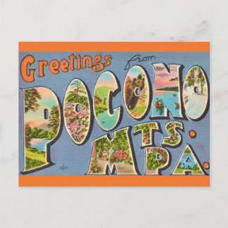 Retro Pocono Mountains Postcard