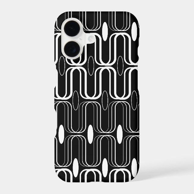 Retro Pod Black White Abstract Mod Art Phone Case (Back)