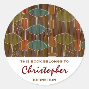 Retro Pod Bookplates Classic Round Sticker