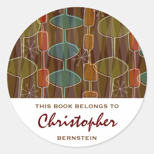 Retro Pod Bookplates Classic Round Sticker (Front)