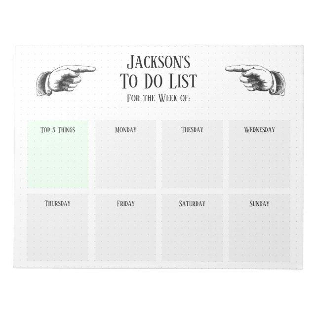 Retro Pointing Hands To Do List Notepad (Front)
