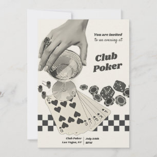 Retro Poker Night Cocktail Party Invite