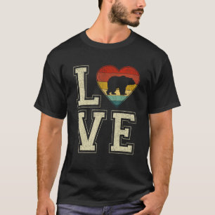 Retro Polar Bear Hearts Animals Lover Valentines D T-Shirt