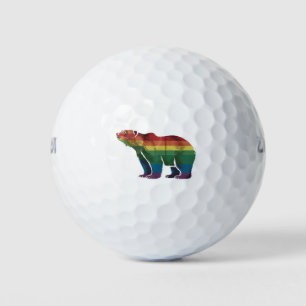 Retro Polar Bear Rainbow Lesbian LGBT Gay Pride Golf Balls