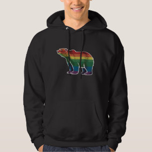 Retro Polar Bear Rainbow Lesbian LGBT Gay Pride Hoodie