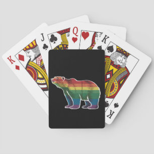 Retro Polar Bear Rainbow Lesbian LGBT Gay Pride Playing Cards