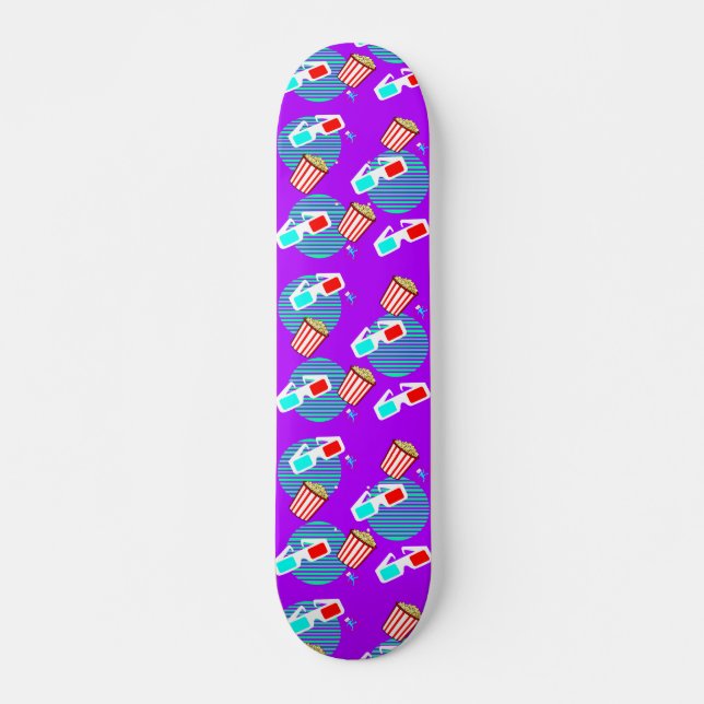 Retro Polarised 3d Movie Buttered Popcorn Skateboard (Front)