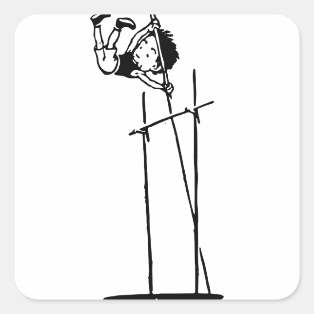 Retro Pole Vault Square Sticker (Front)