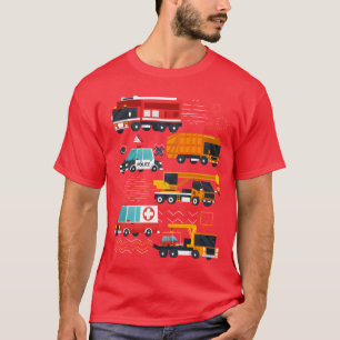 Retro Police Car Fireruck Ambulance Vehicles gift T-Shirt