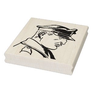 Retro Police Officer Rubber Art Stamp