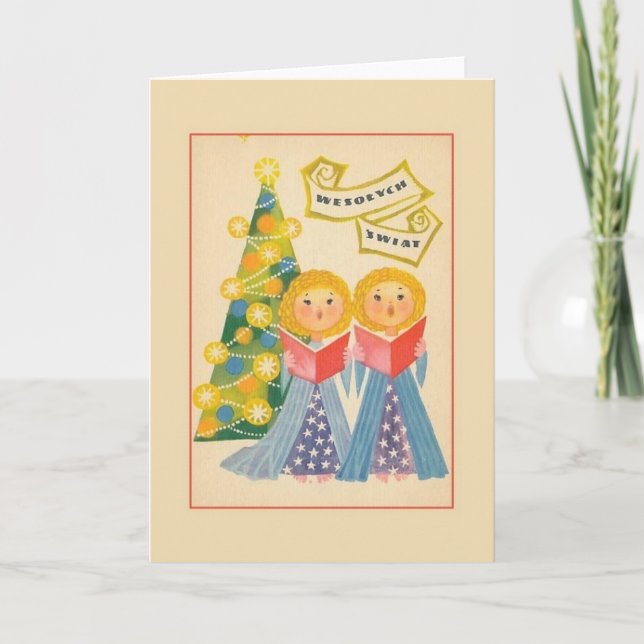 Retro Polish Christmas Greeting Card (Front)