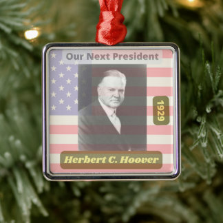 Retro Political Herbert Hoover President Art 1929 Metal Ornament
