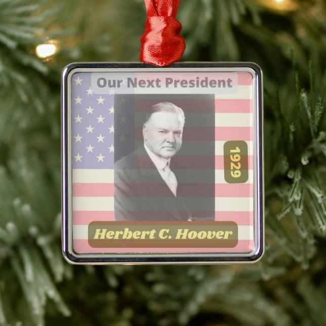 Retro Political Herbert Hoover President Art 1929 Metal Ornament (Tree)