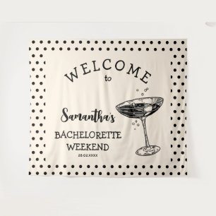 Retro Polka Bachelorette Party Backdrop Cocktail Tapestry