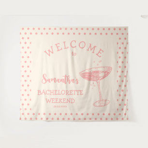 Retro Polka Bachelorette Party Backdrop Cocktail Tapestry