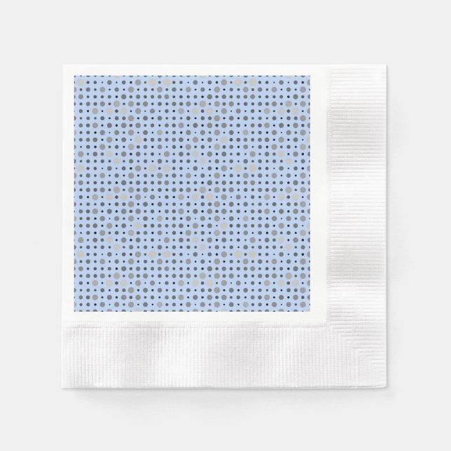 Retro Polka Dot 01.Grey Lblue BG Napkin (Front)