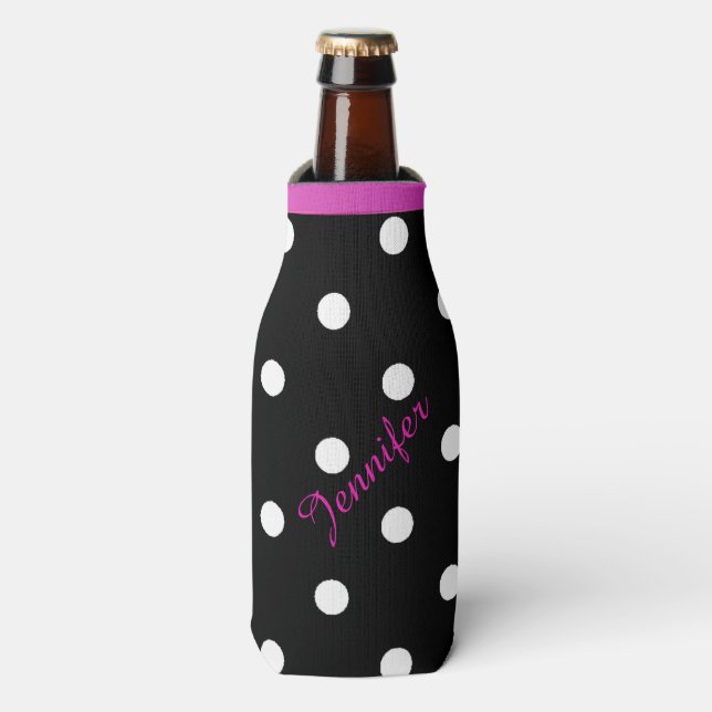 Retro Polka Dot Custom Bottle Cooler (Bottle Front)