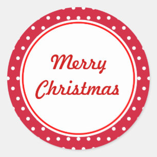 Retro Polka Dot Merry Christmas Stickers