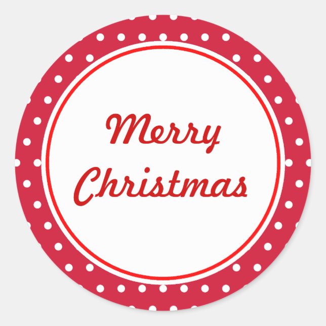 Retro Polka Dot Merry Christmas Stickers (Front)